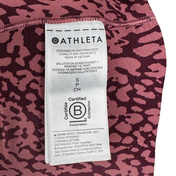 ATHLETA Salutation Stash Pocket II Printed 7/8 Tight in Tawny Rose - Picture 10 of 11
